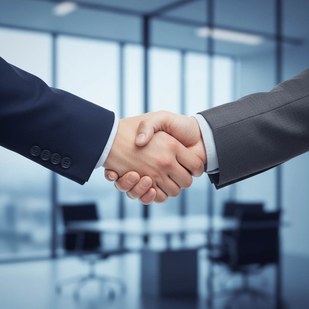 Professional business handshake symbolizing partnership and trust