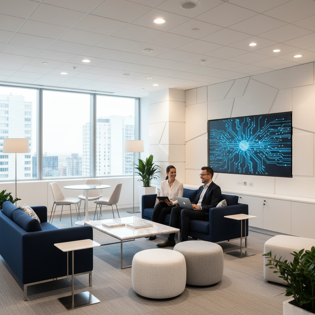 Modern professional consultation office space with comfortable seating