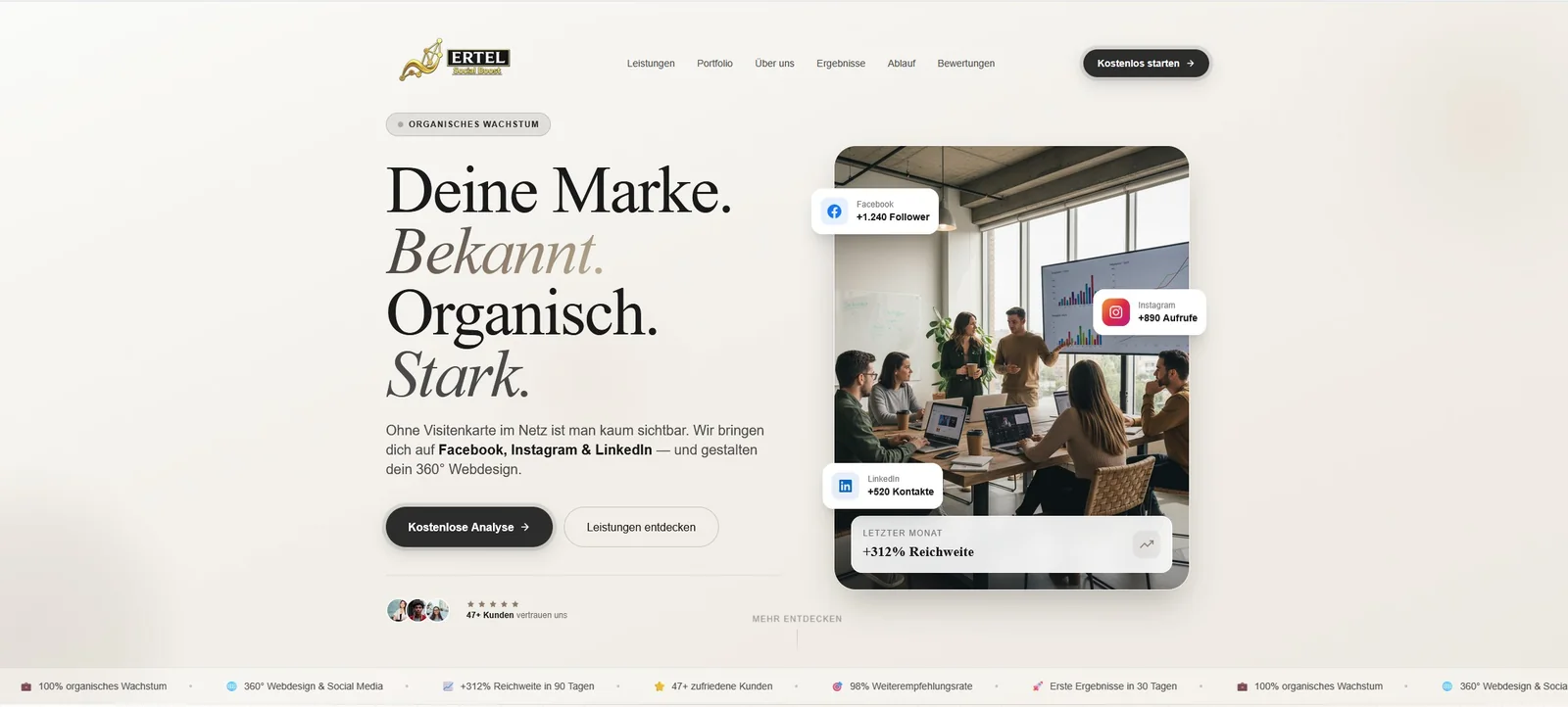 Ertel Social Media website design from ForgeCore portfolio