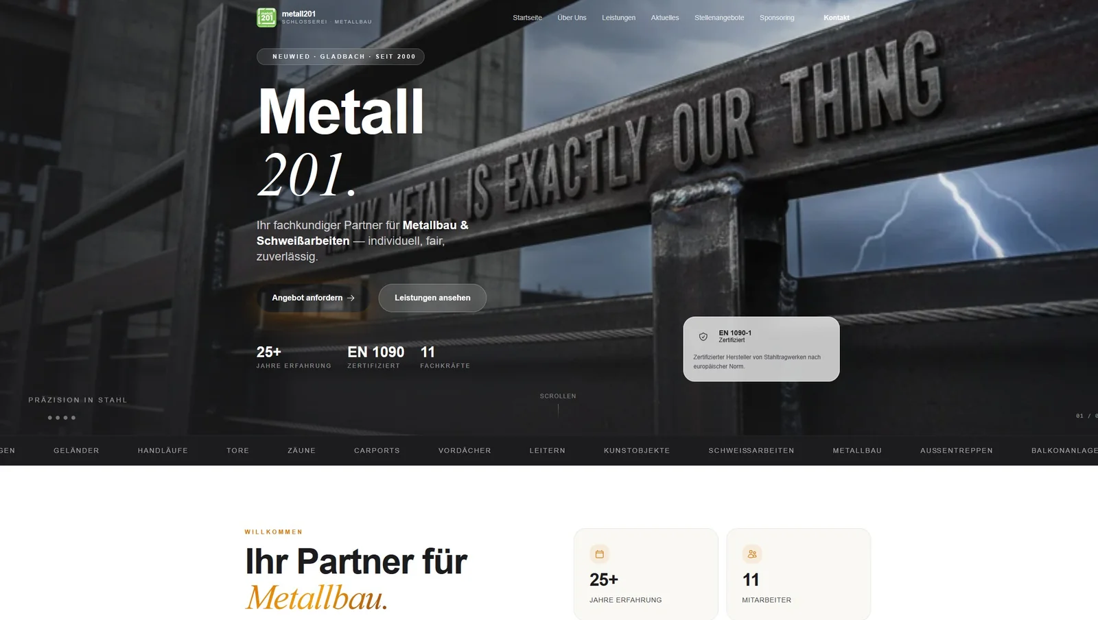 Metall201 website design from ForgeCore portfolio
